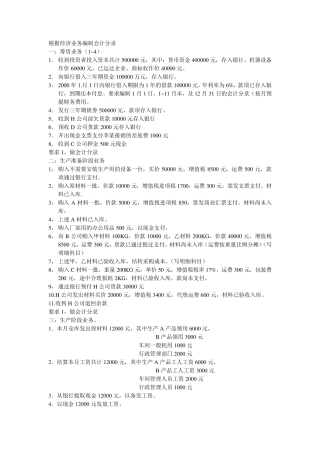 根据经济业务编制会计分录