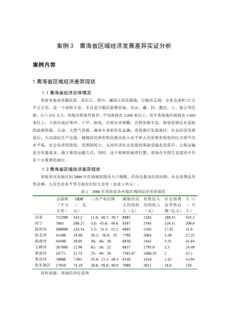 案例3青海省区域经济发展差异实证分析