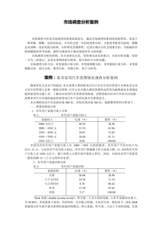 案例：某市家用汽车消费情况调查分析案例