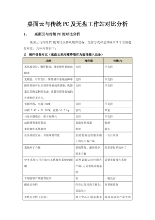 桌面云与PC、无盘工作站对比分析