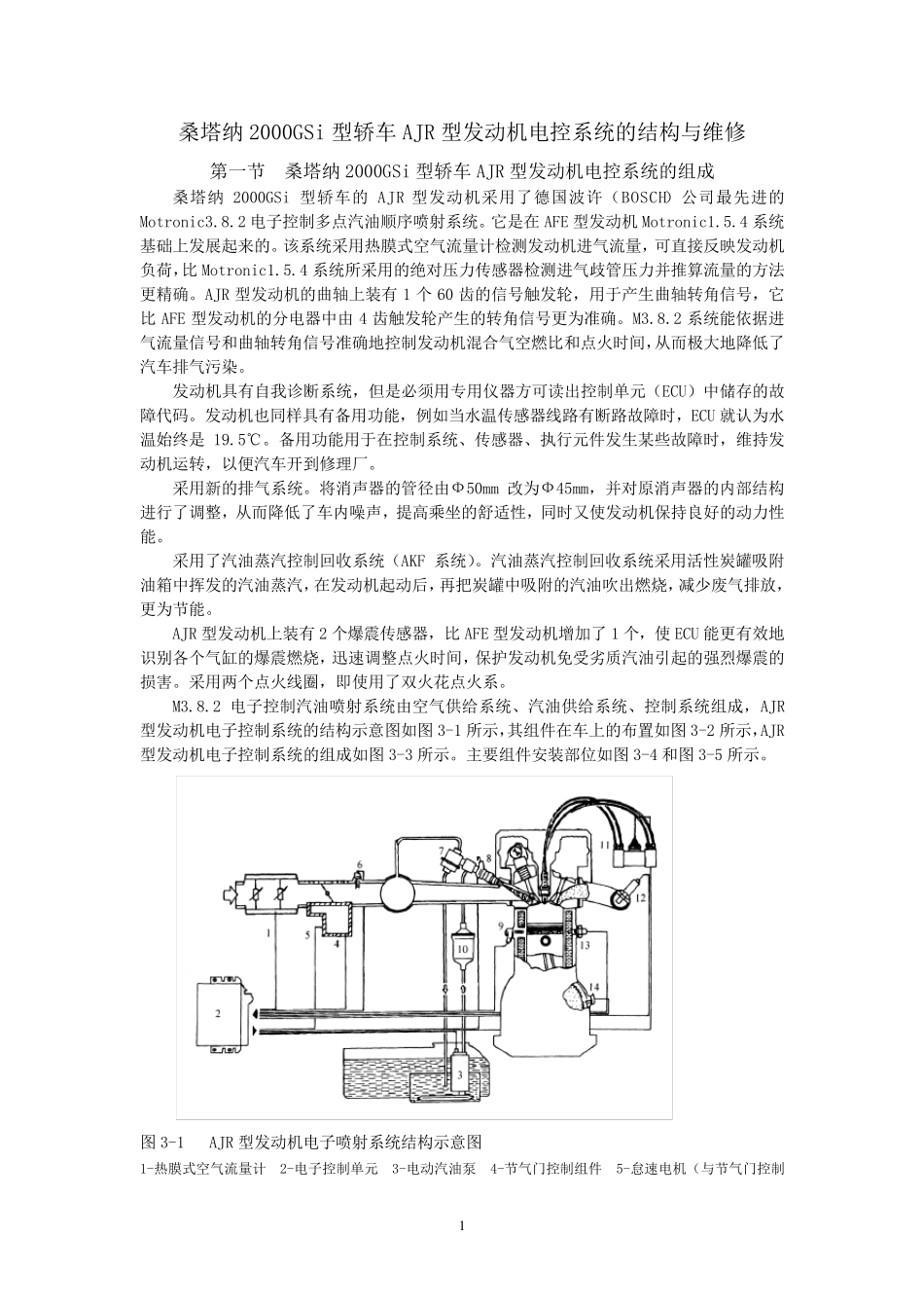 桑塔纳2000GSi型轿车AJR型发动机电控系统的结构与维修_第1页