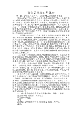 聚焦总目标心得体会