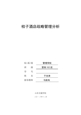 桔子酒店战略分析