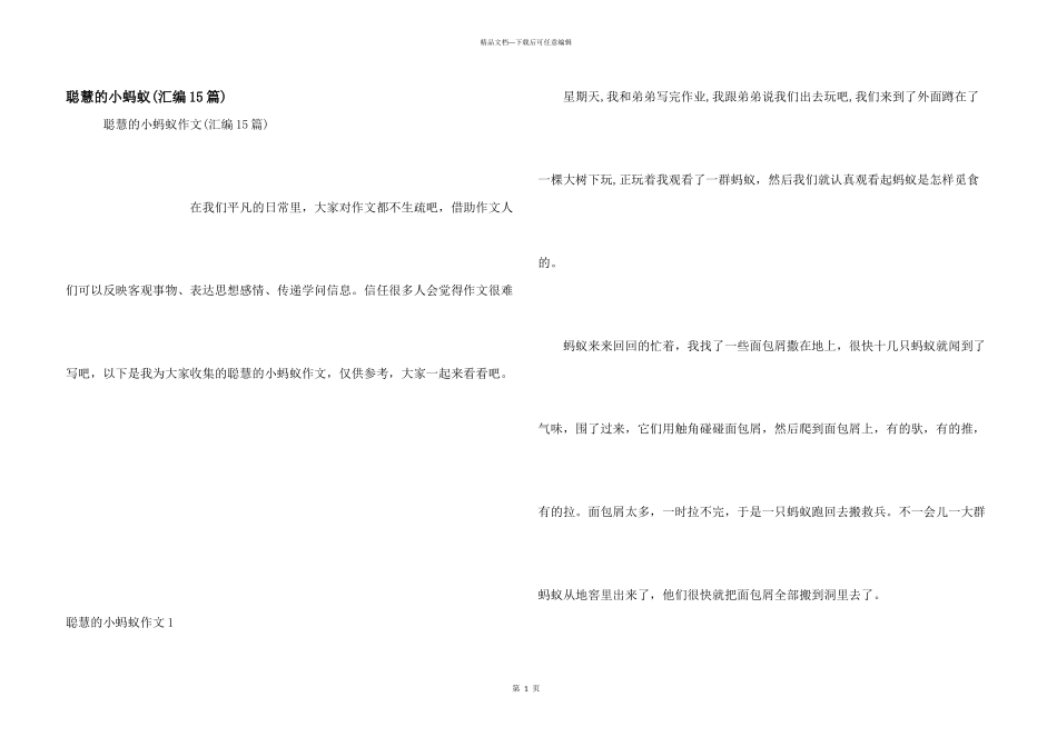 聪明的小蚂蚁(汇编15篇)_第1页