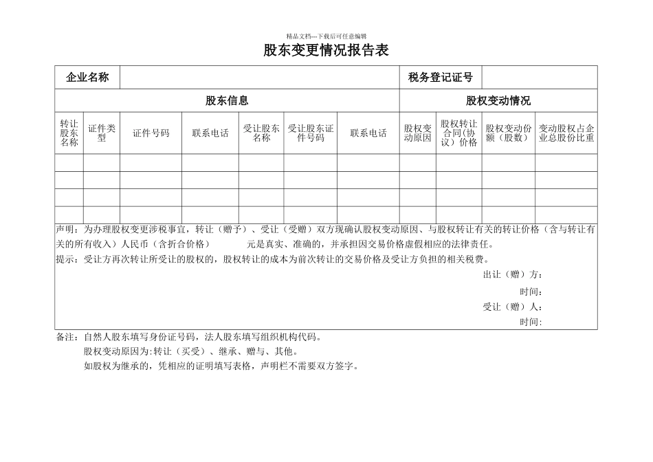 股东变更情况报告表_第1页
