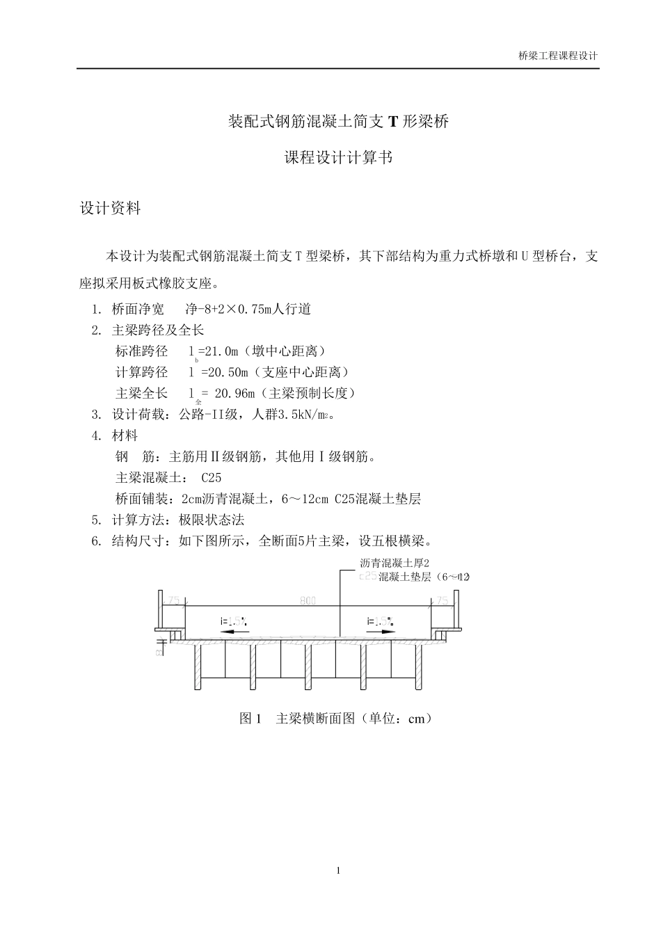 桥梁工程课程设计报告_第1页
