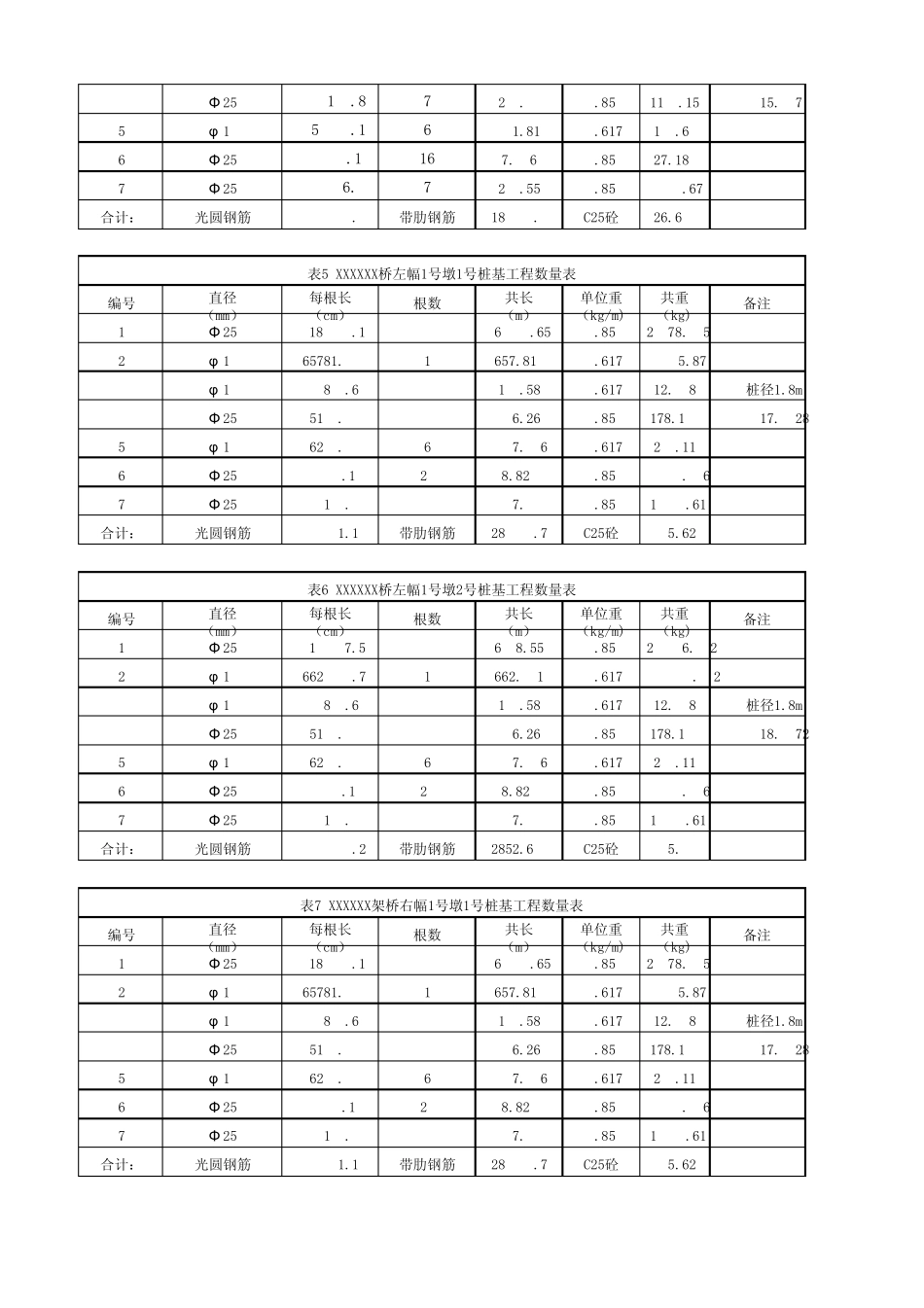 桥梁工程量计算表_第2页