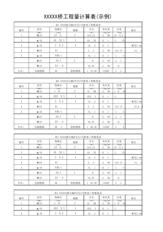 桥梁工程量计算表