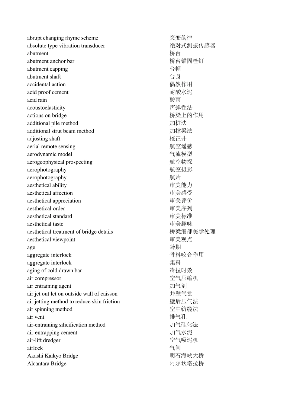 桥梁术语英语词汇_xls_第1页