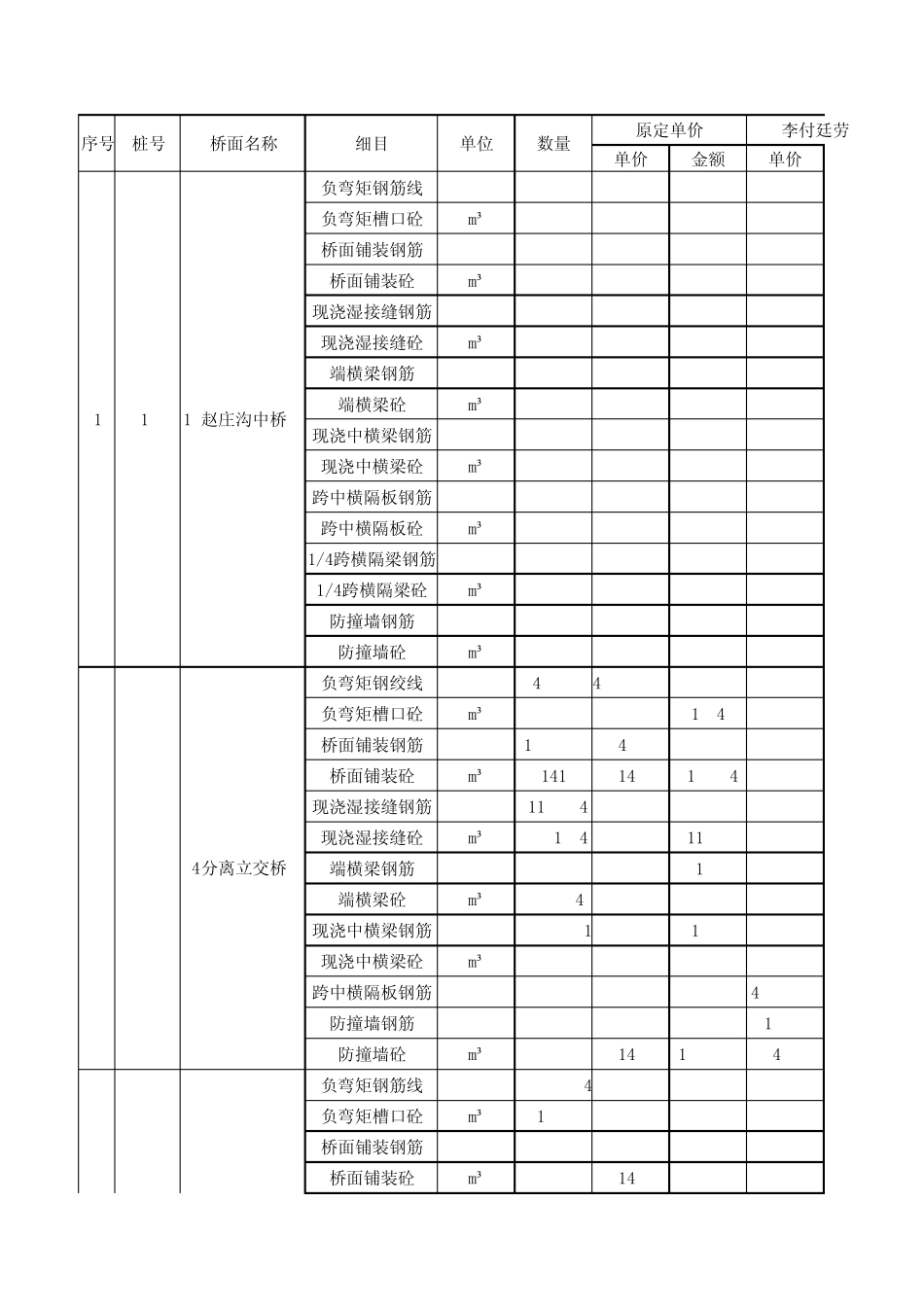 桥梁桥面单价分析111_第1页