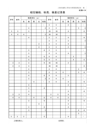 桩位偏差汇总表