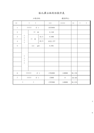桩基工程预算表