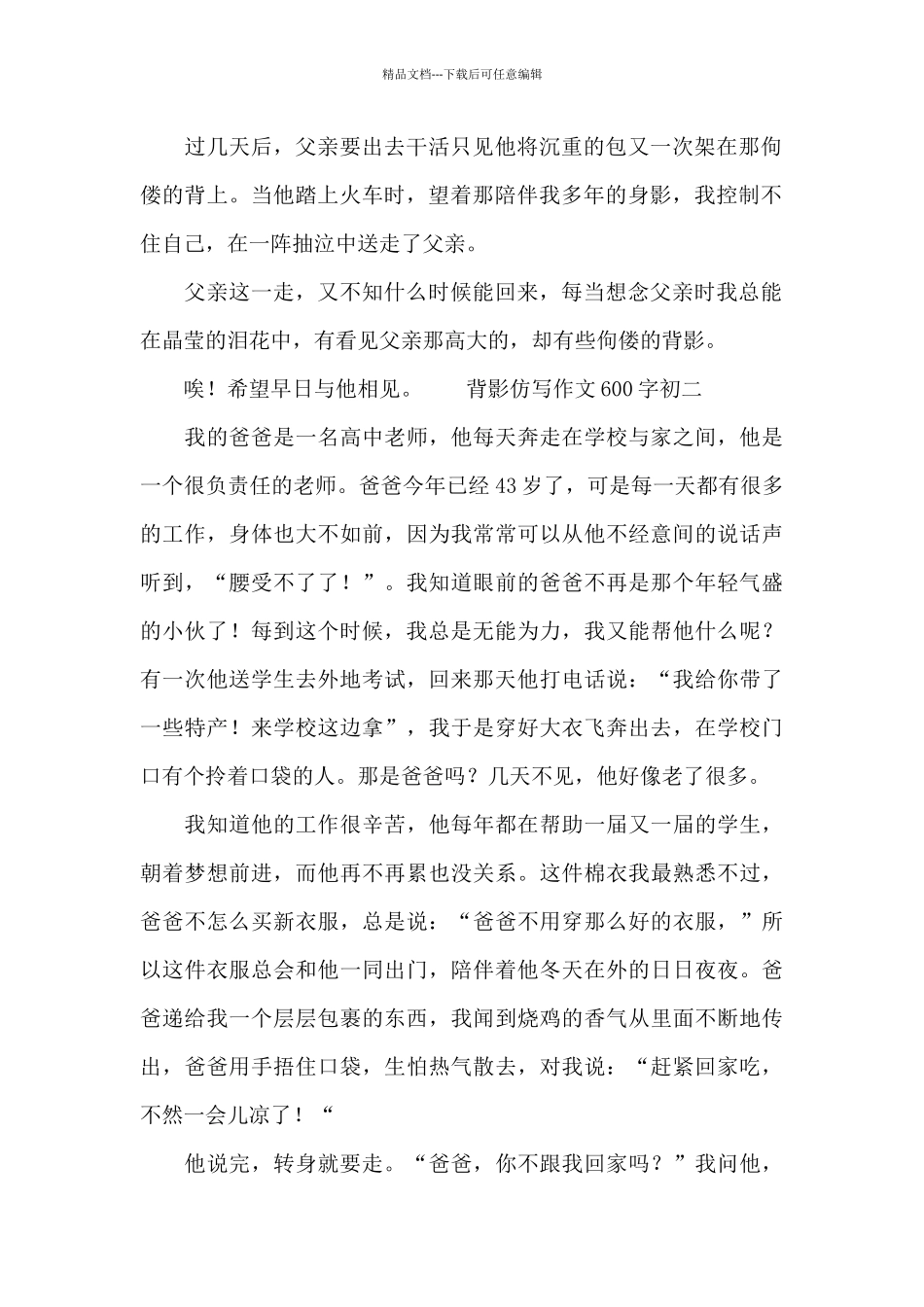 背影仿写作文600字初二_第2页