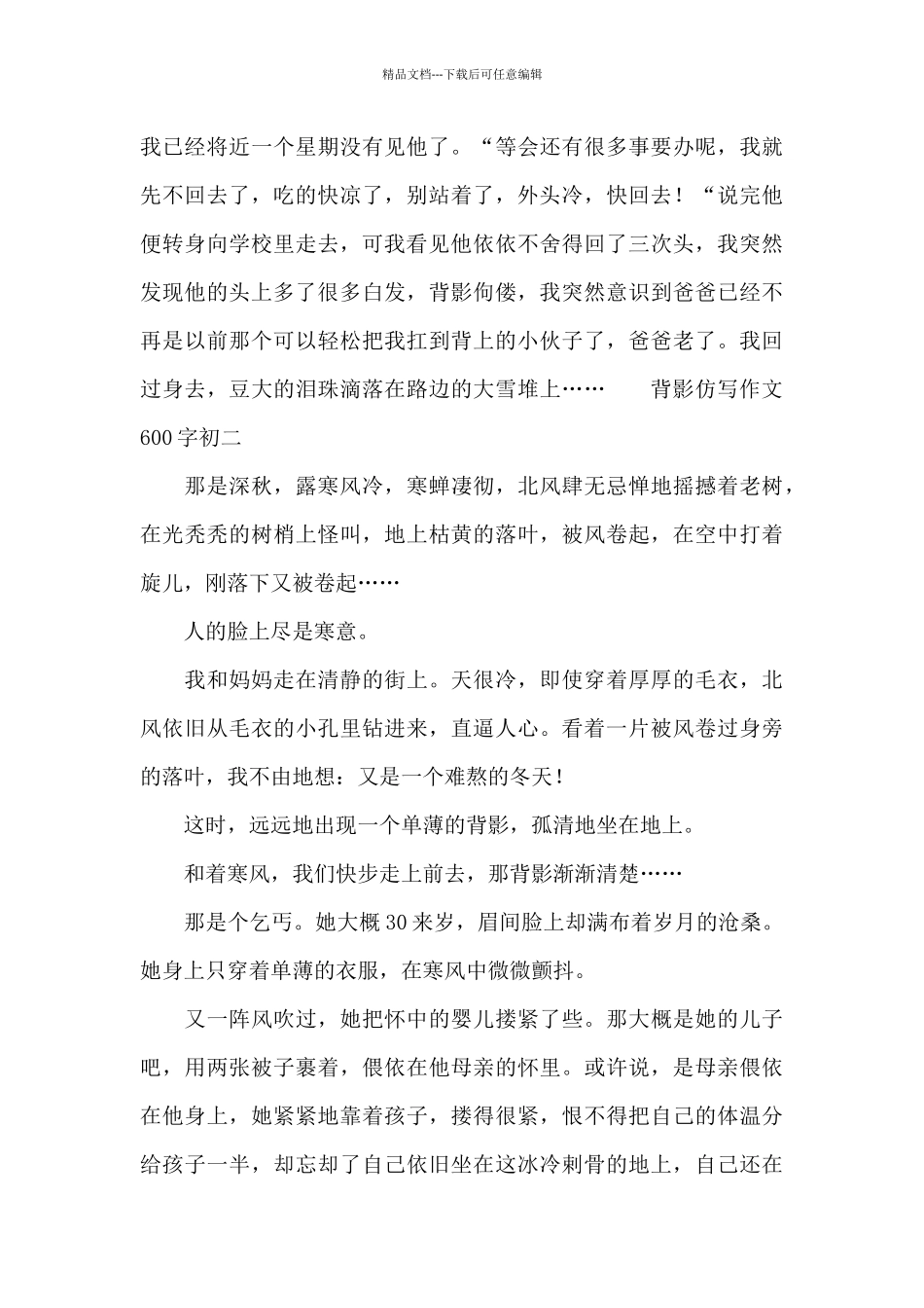 背影仿写作文600字初二_第3页