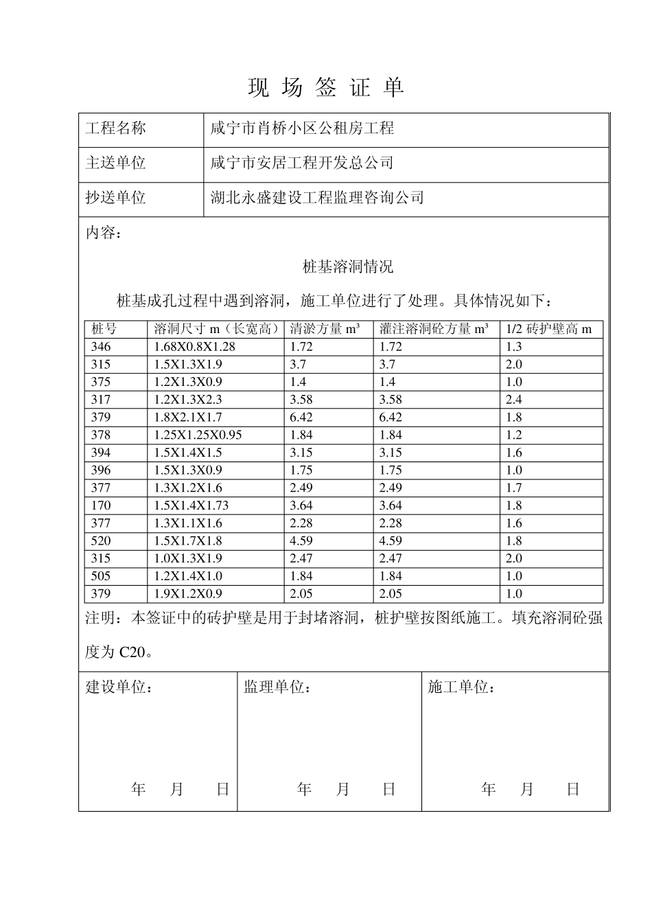 桩基溶洞现场签证单_第3页