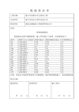 桩基溶洞现场签证单
