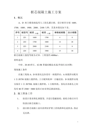 桩芯混凝土浇注方案