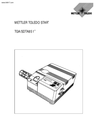 梅特勒托利多TGASDTA851热重分析仪操作手册