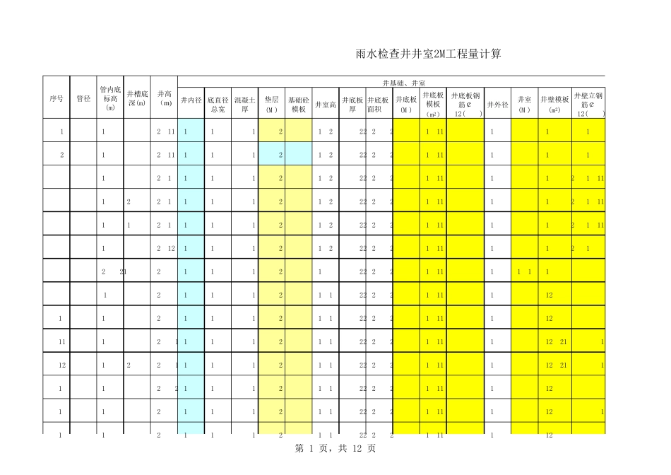 检查井计算表_第1页