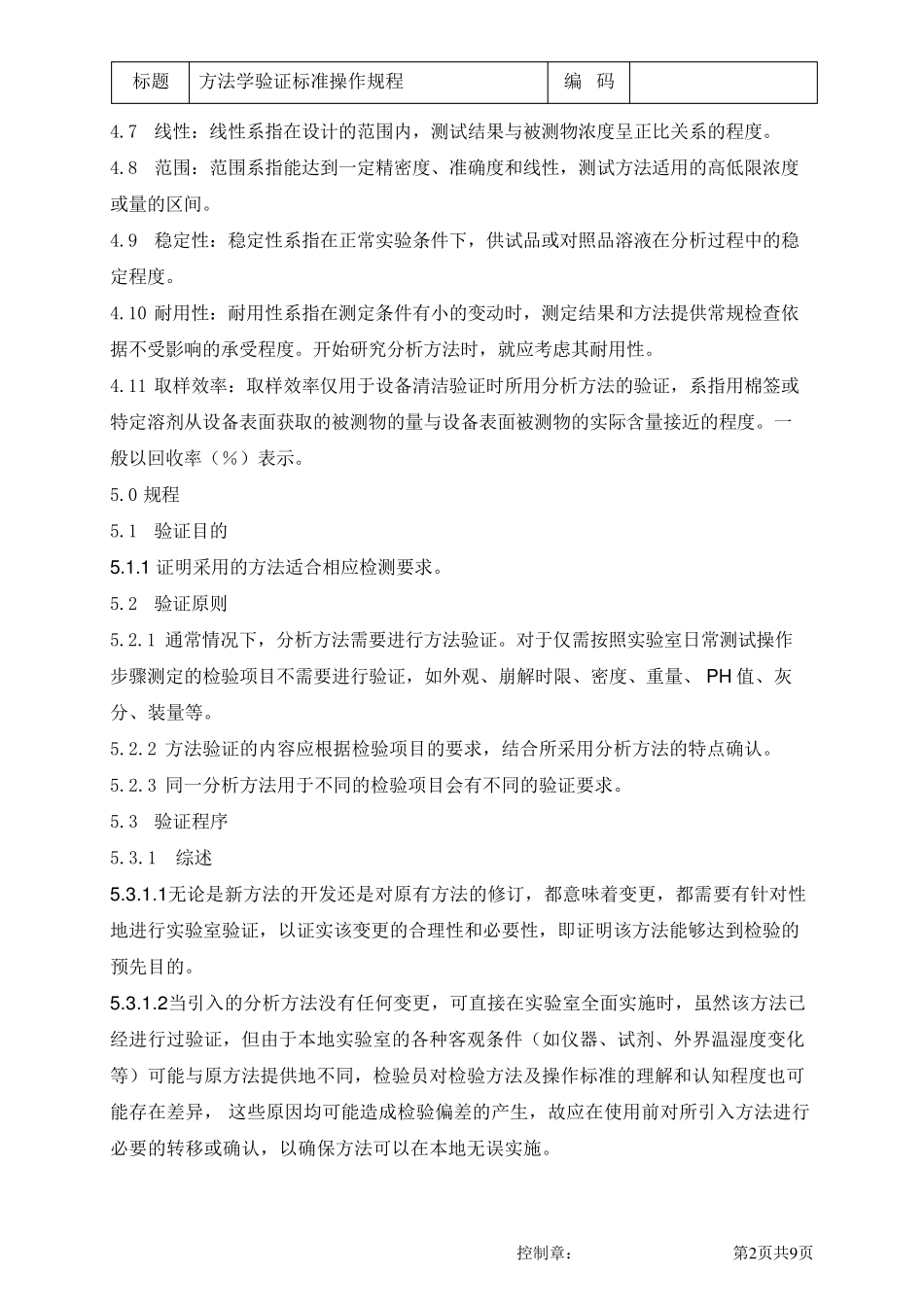 检验方法学验证标准操作规程_第2页