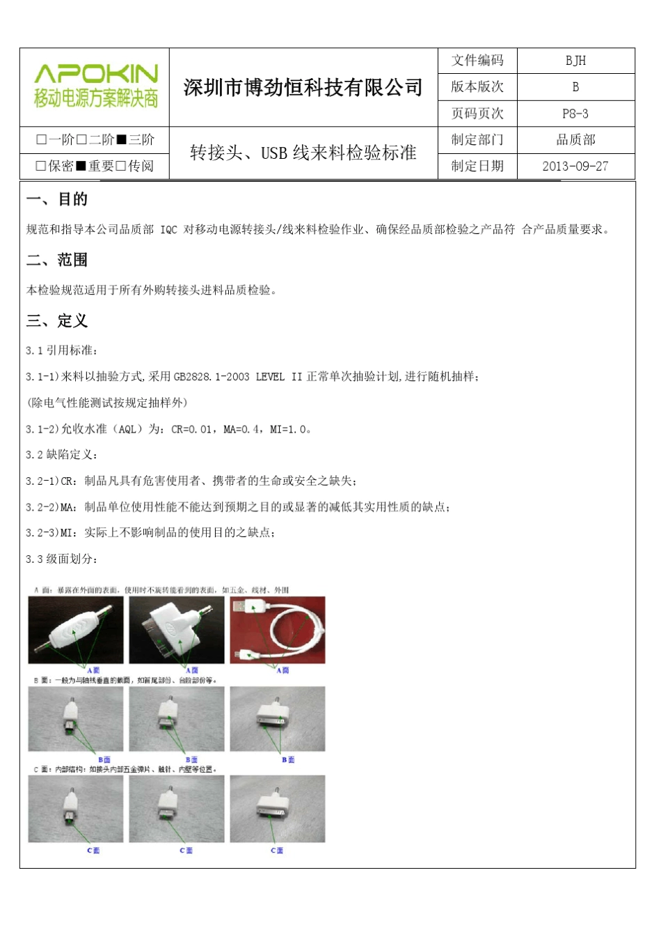 检验标准(转接头amp;USB线)_第3页