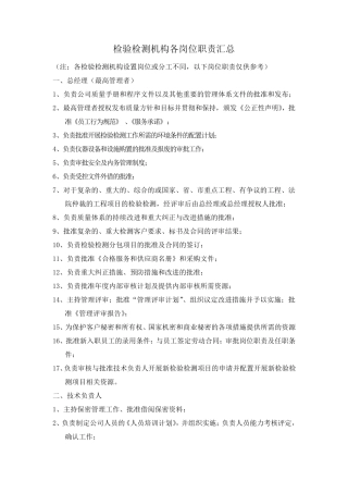 检验检测机构各岗位职责汇总
