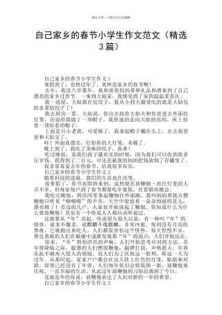 自己家乡的春节小学生作文范文