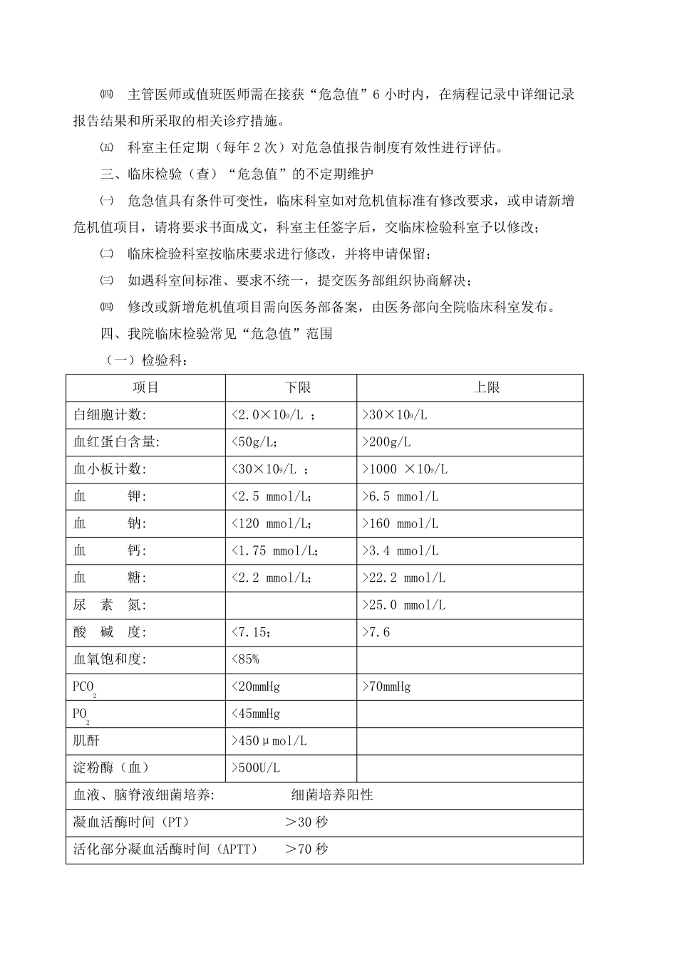 检验科危急值报告制度及数值范围_第2页