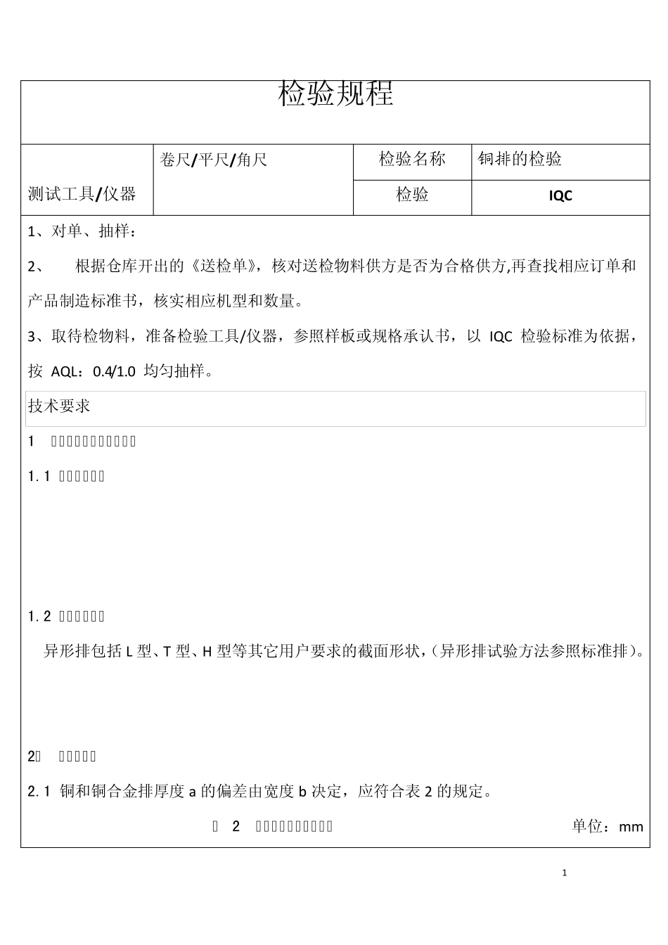 检验规程铜排_第1页