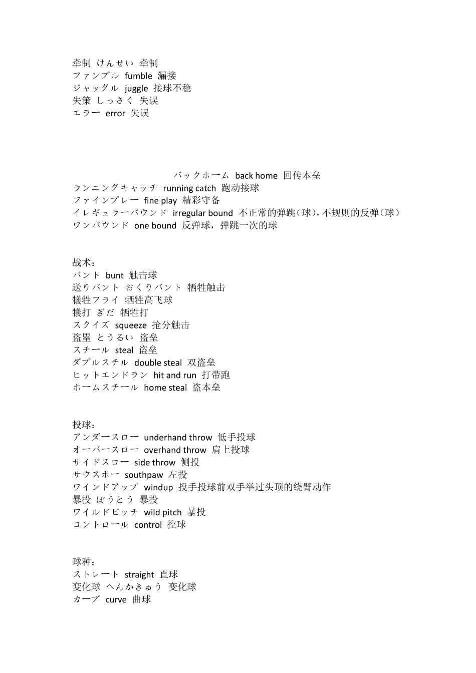 棒球中的常用日语词汇_第3页