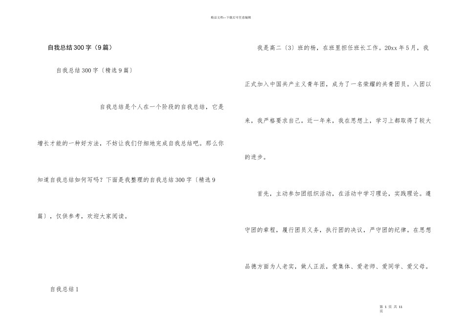 自我总结300字（9篇）_第1页