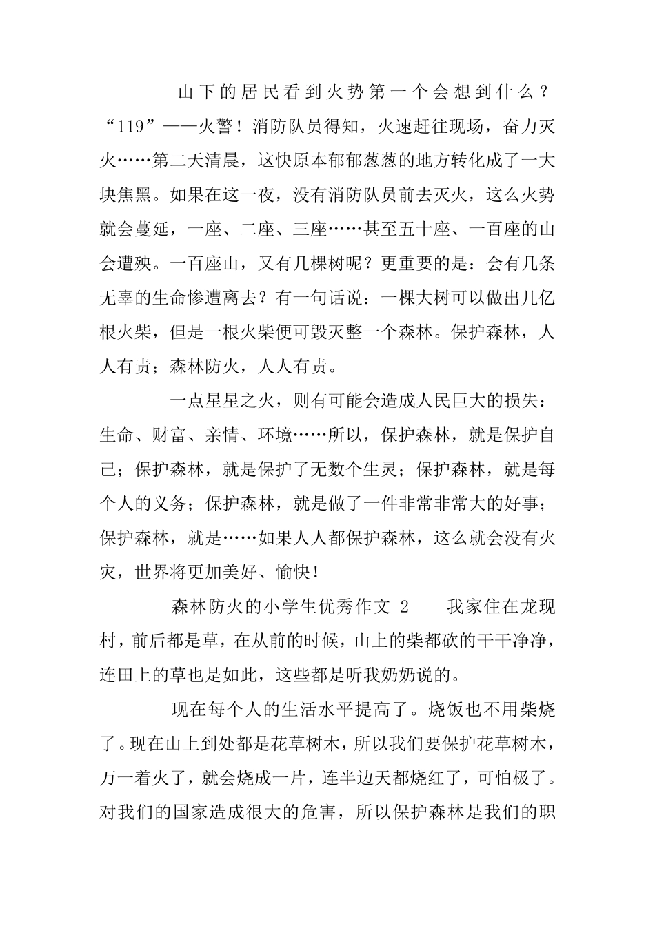 森林防火的小学生优秀作文7篇_第2页