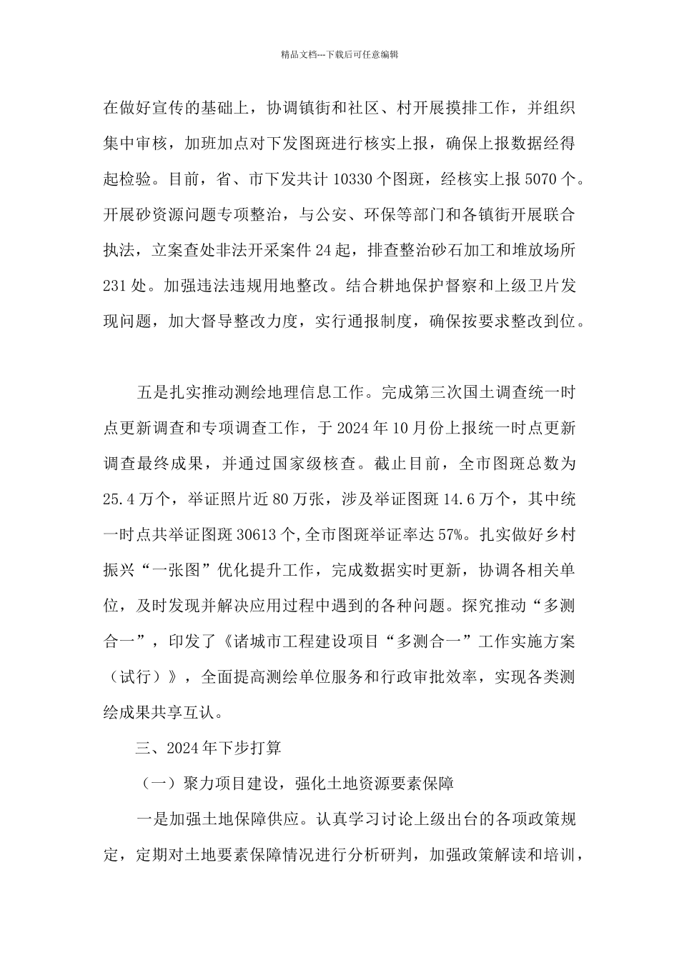 自然资源和规划局2024年工作总结及2024年工作计划_第3页