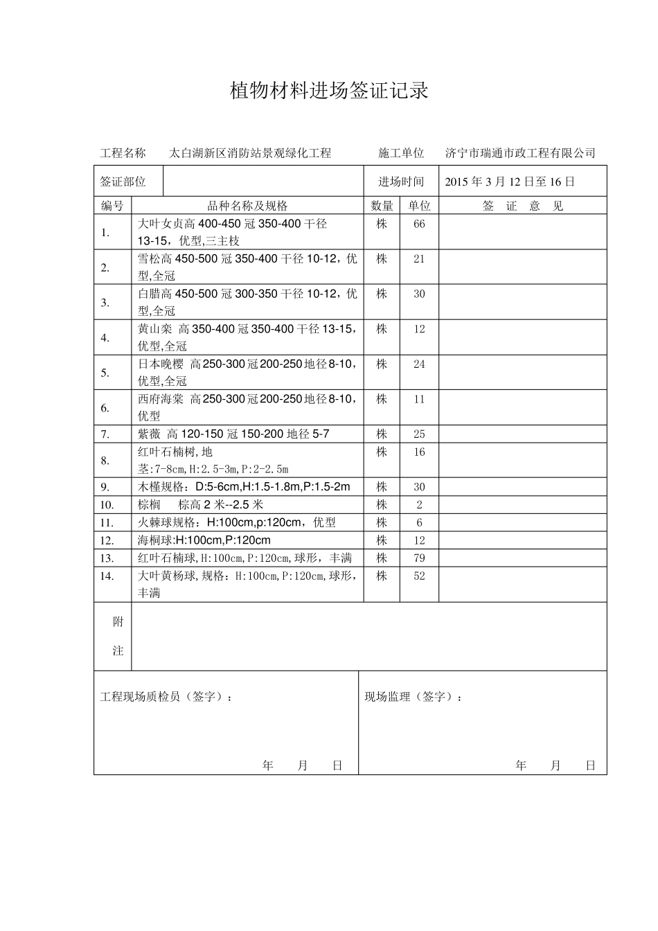 植物材料进场签证记录_第1页