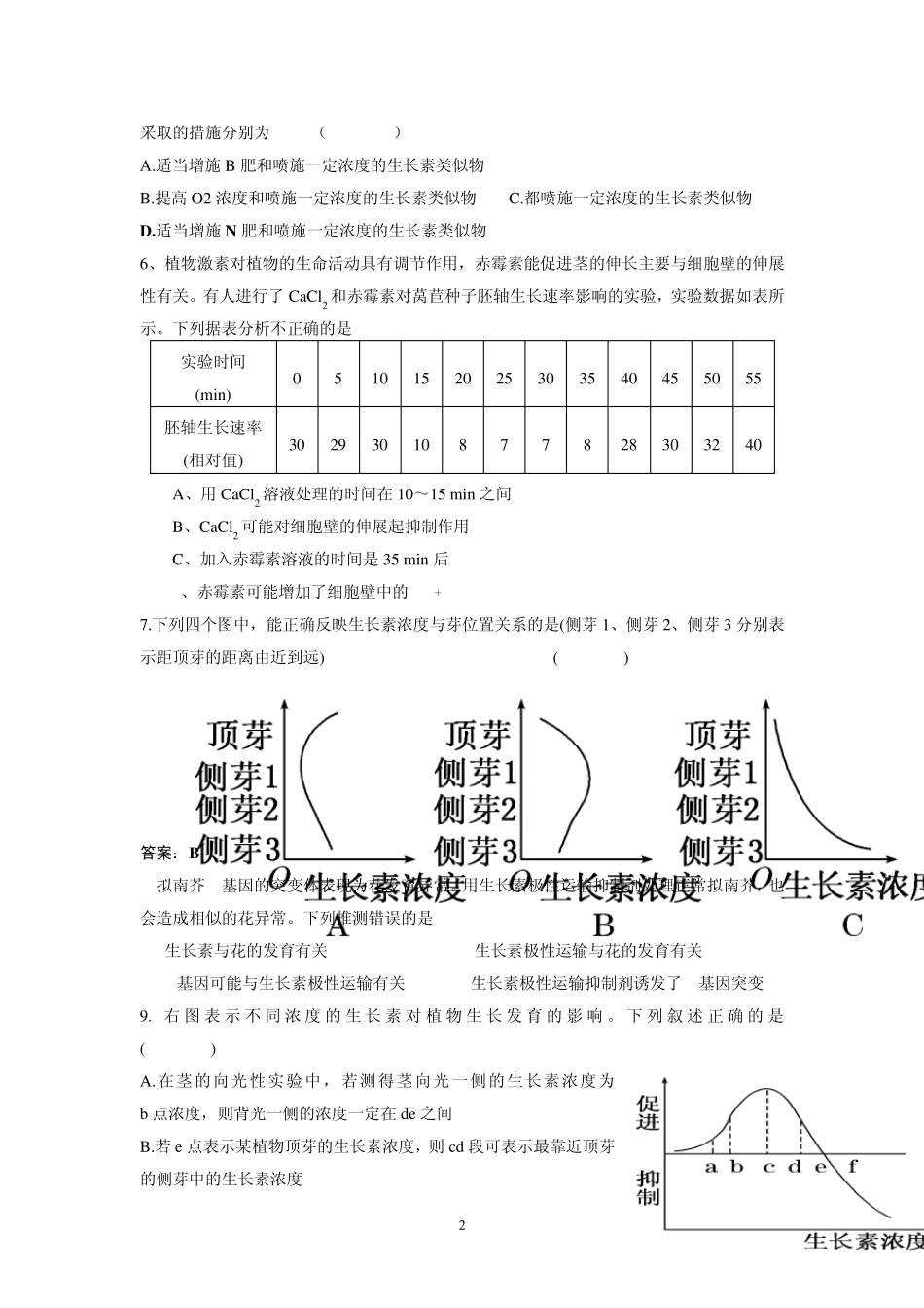 植物激素测试题_第2页