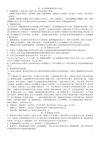 植物生理学(王忠)复习笔记