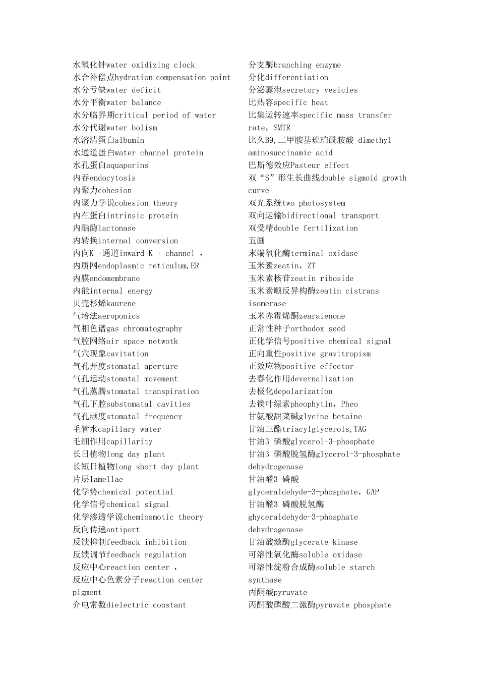 植物生理学中英文对照_第2页