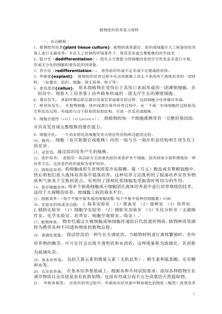 植物组织培养技术所有名词解释