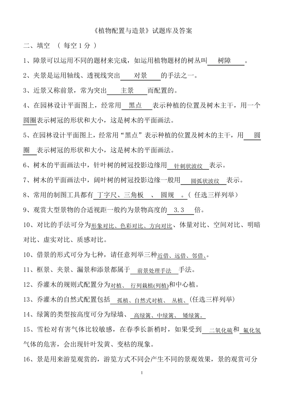 植物配置与造景试题库及答案_第1页