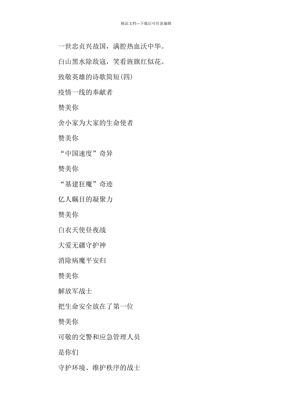 致敬英雄的诗歌简短_第2页