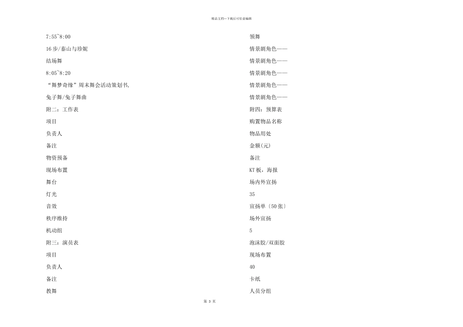 舞梦奇缘周末舞会活动的策划书_第3页