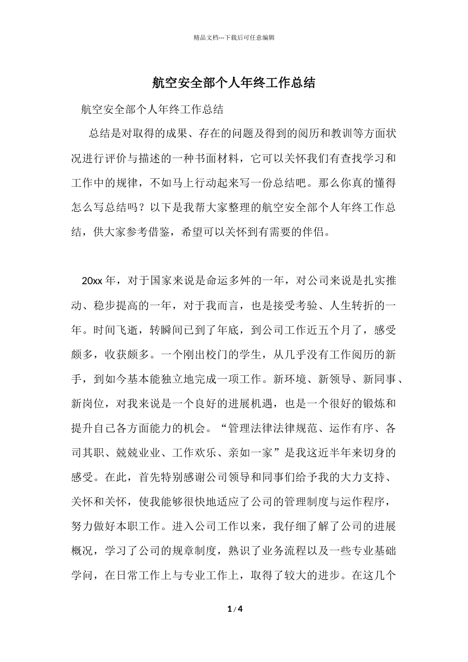 航空安全部个人年终工作总结_第1页