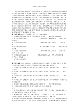 航空航天系统各单位