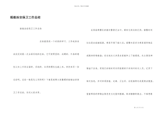 船舶治安保卫工作总结