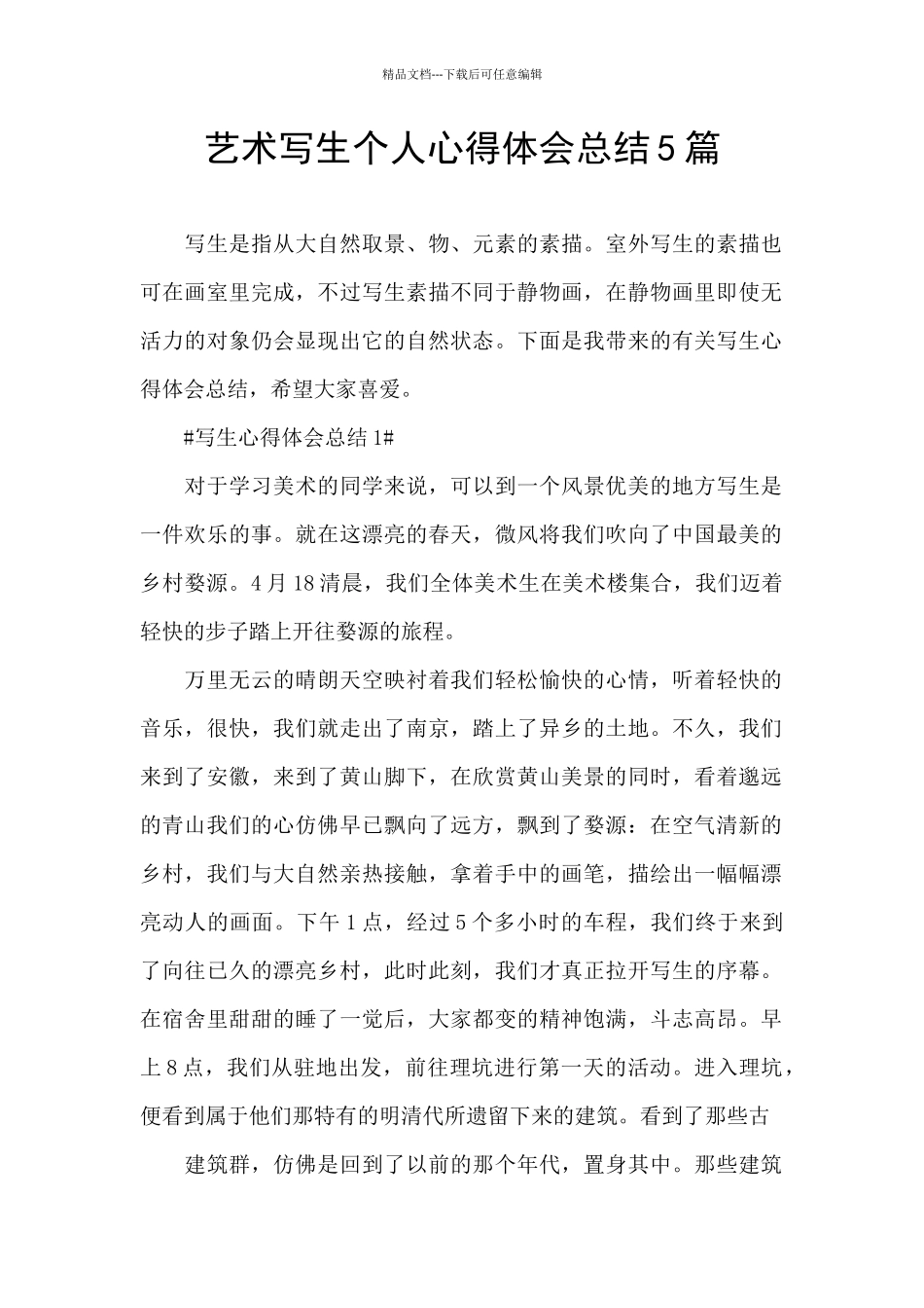 艺术写生个人心得体会总结5篇_第1页