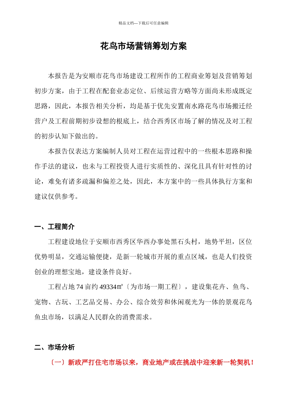 花鸟市场营销策划报告_第1页