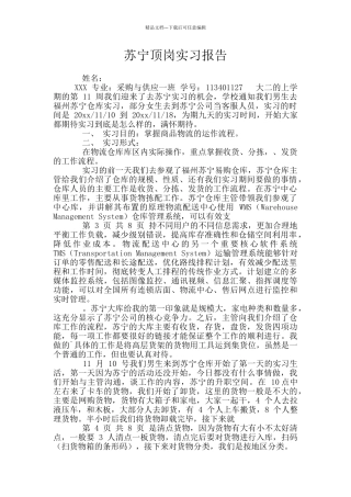 苏宁顶岗实习报告