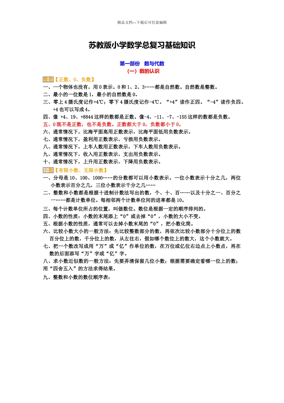 苏教版小学数学知识点总结_第1页