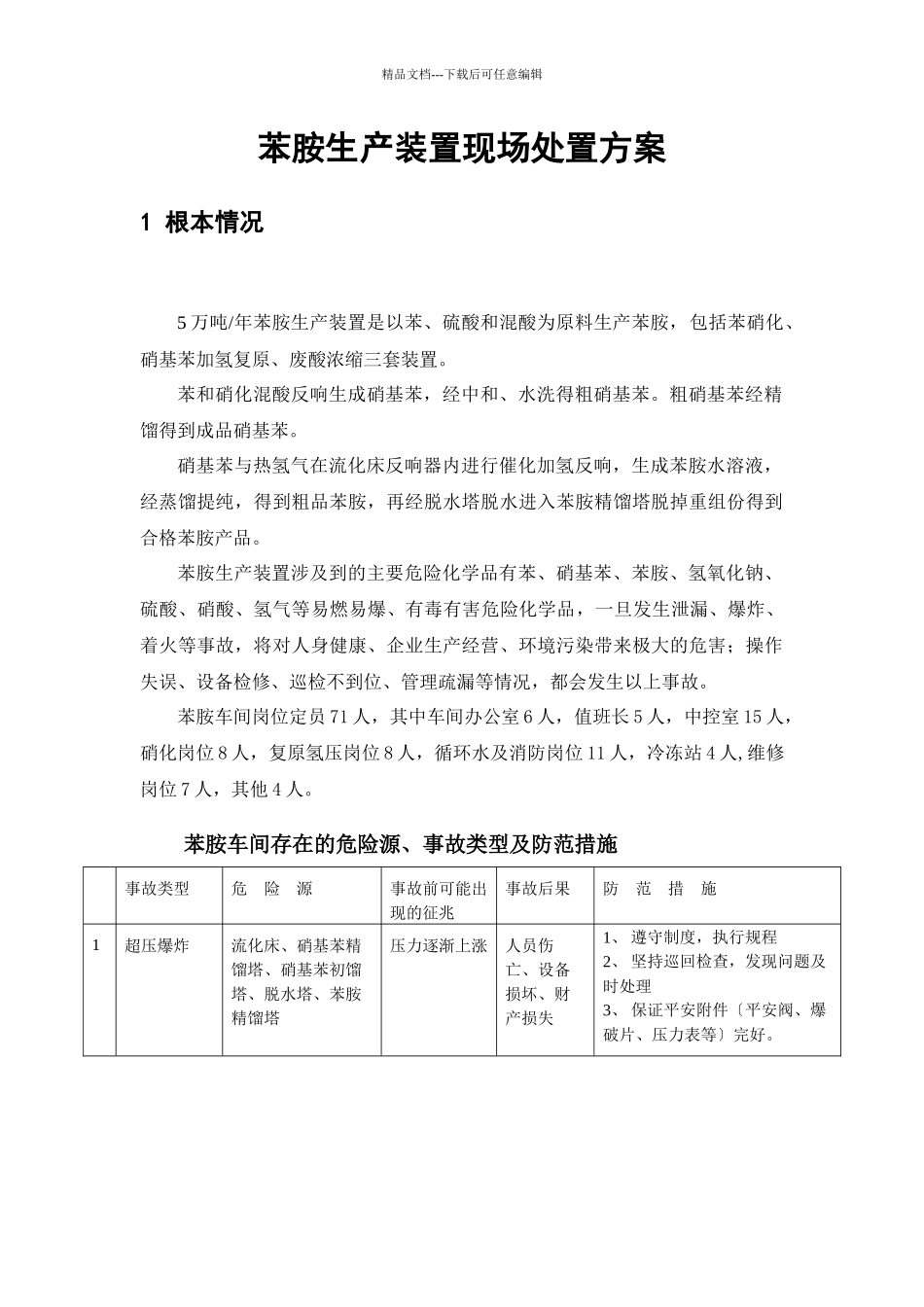 苯胺车间专项预案_第1页