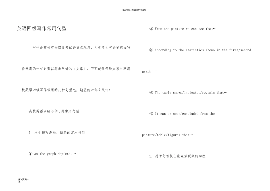 英语四级写作常用句型_第1页